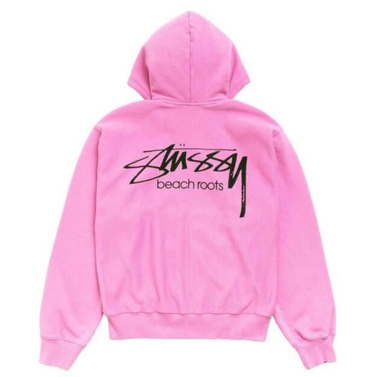 Poleron Stussy Beach Roots Zip Hoodie Garment Dyed Pink