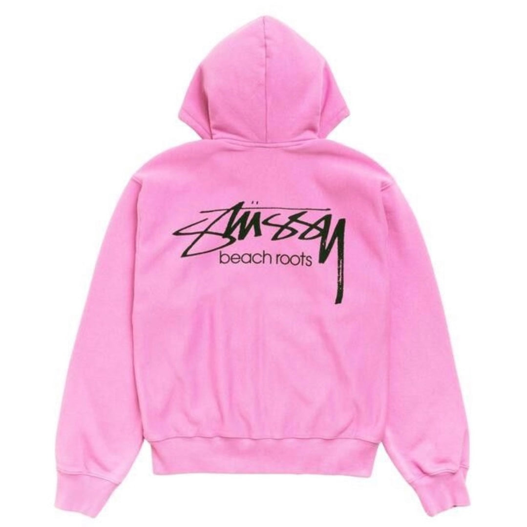 Poleron Stussy Beach Roots Zip Hoodie Garment Dyed Pink
