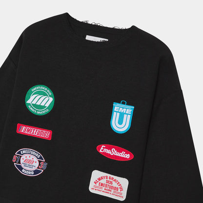 Poleron Eme Studios Patches Black Crewneck