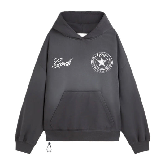 Poleron Fake Gods Motor Cropped Hoodie Dark Grey