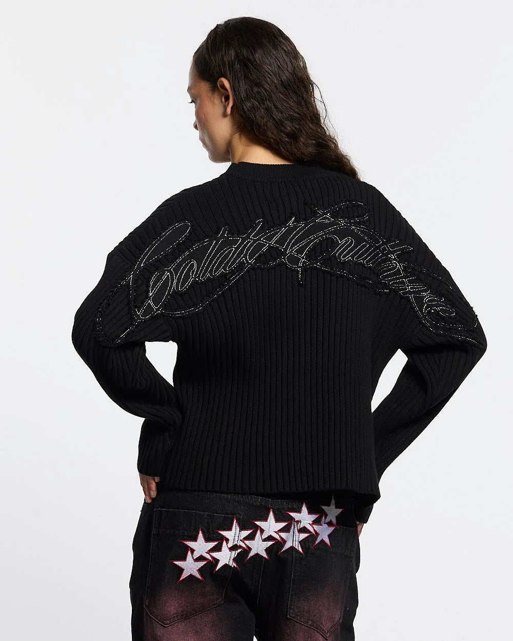 Sweater Cold Culture Messy Knit Black