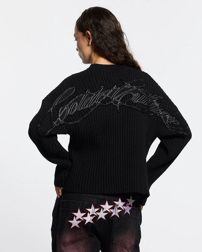 Sweater Cold Culture Messy Knit Black
