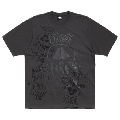 Polera Stussy Skulls Pigment Dyed Faded Black