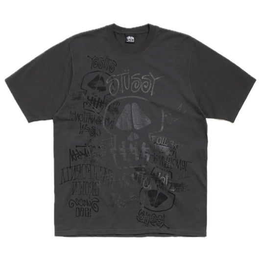 Polera Stussy Skulls Pigment Dyed Faded Black