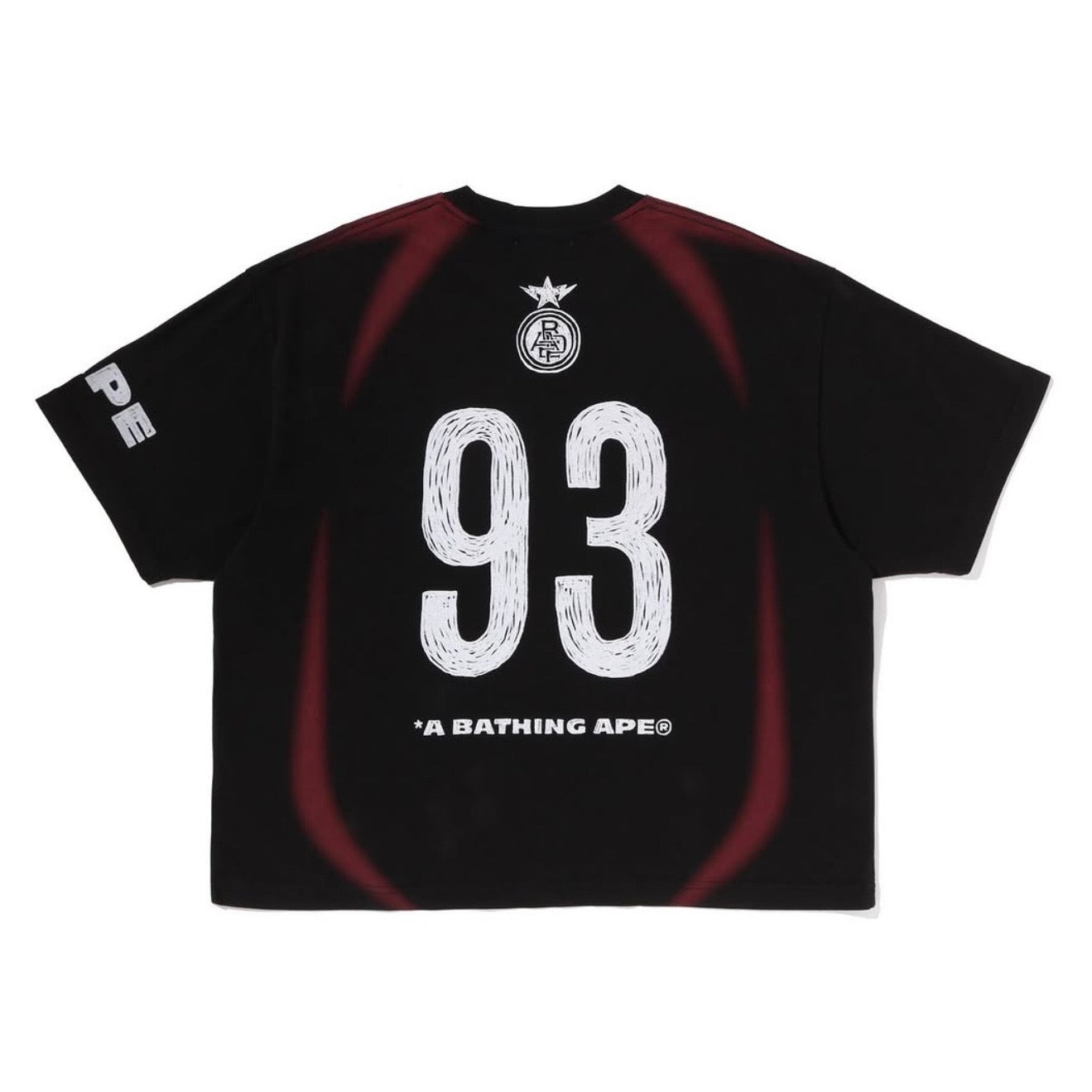Polera BAPE Heavy Wash Hand Draw Football Relaxed Black