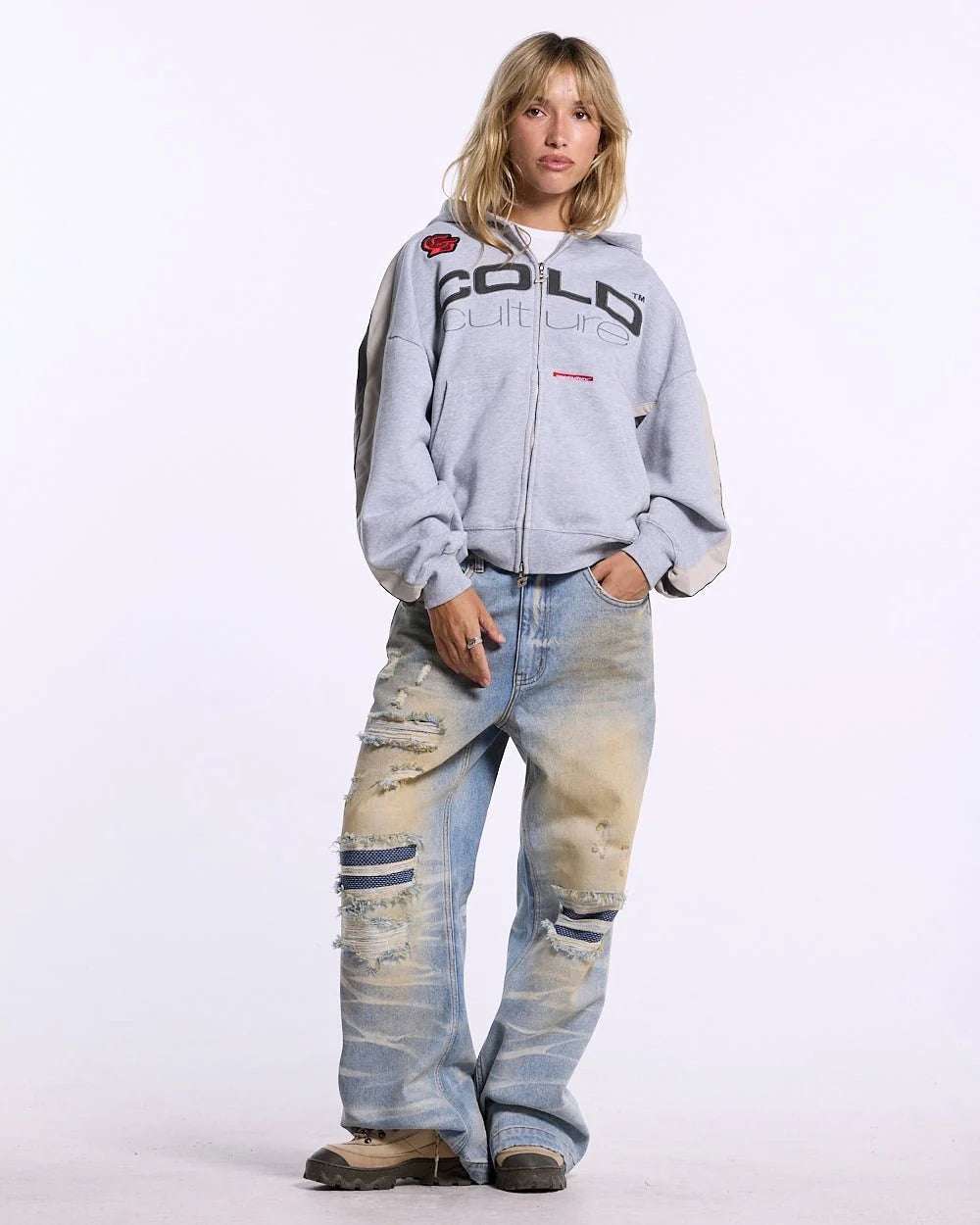 Poleron Cold Culture Biker Zip Heather Grey
