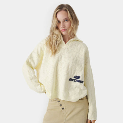 Sweater Eme Studios Kiff Polo Off Sand Knit Distressed