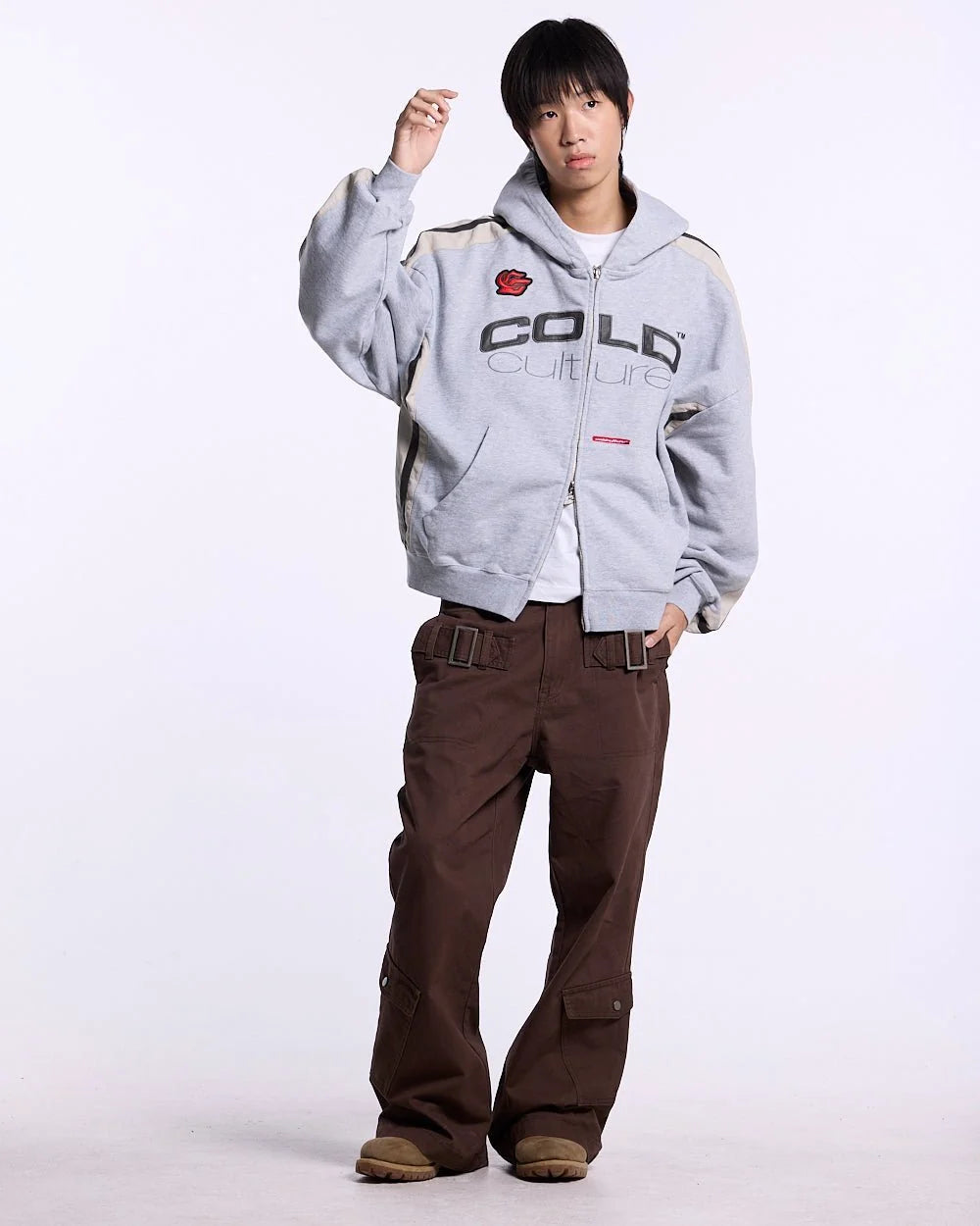 Poleron Cold Culture Biker Zip Heather Grey