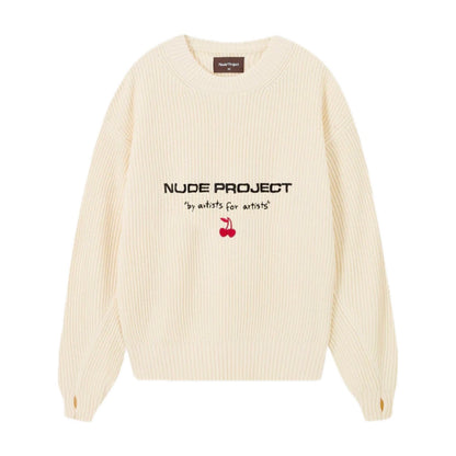 Sweater Nude Wavy Jersey Cream - L