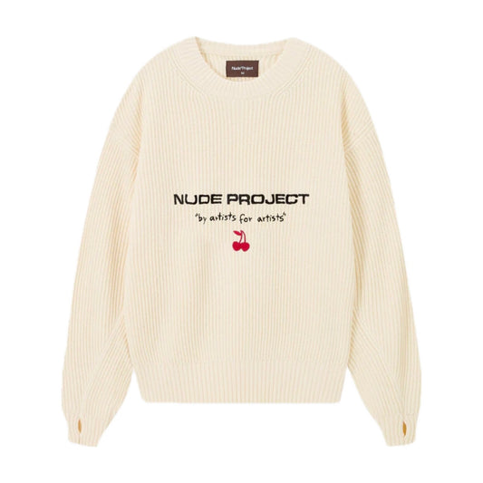 Sweater Nude Wavy Jersey Cream - L