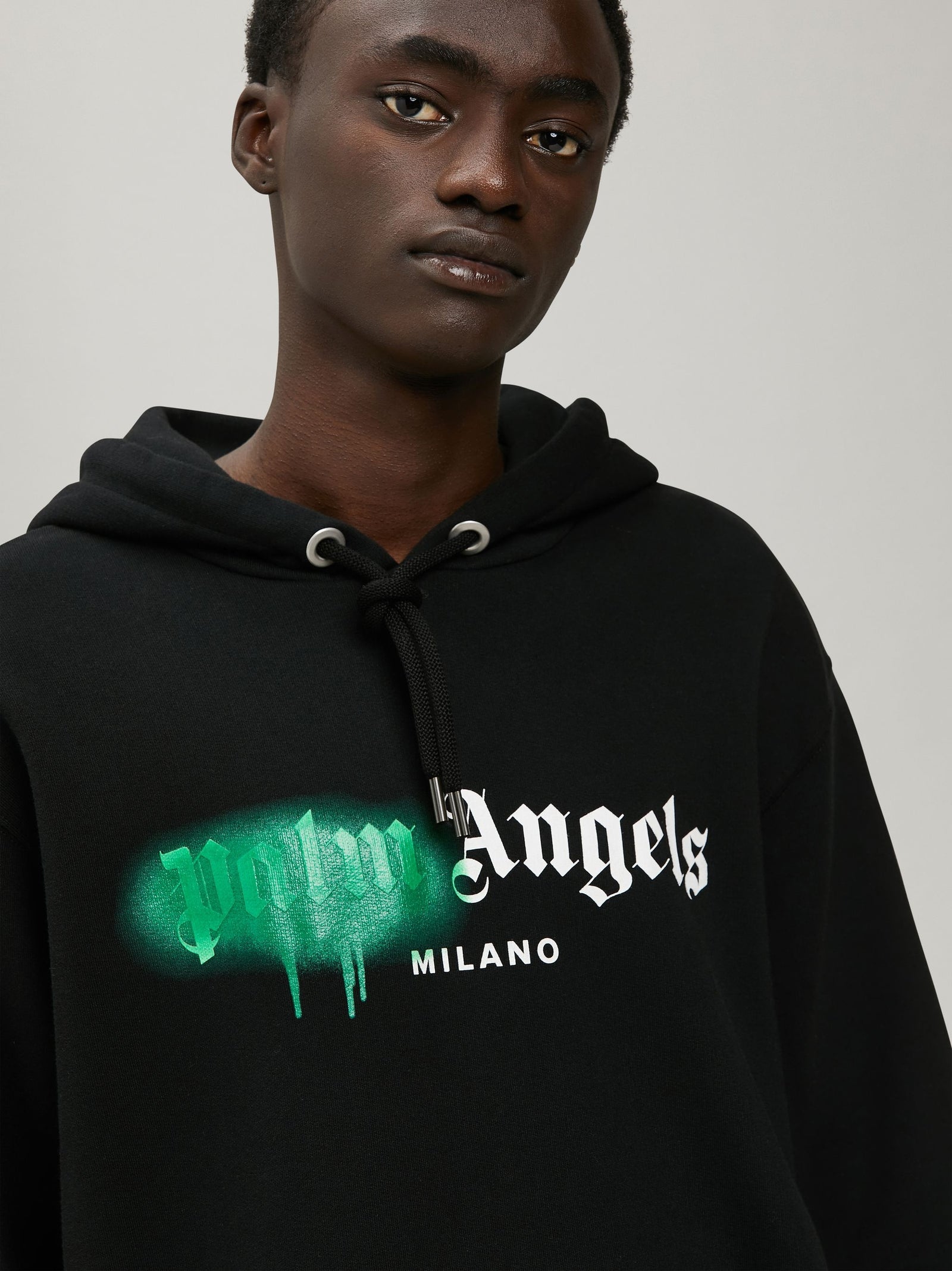 Poleron Palm Angels Sprayed Milano Black/Green Hoodie