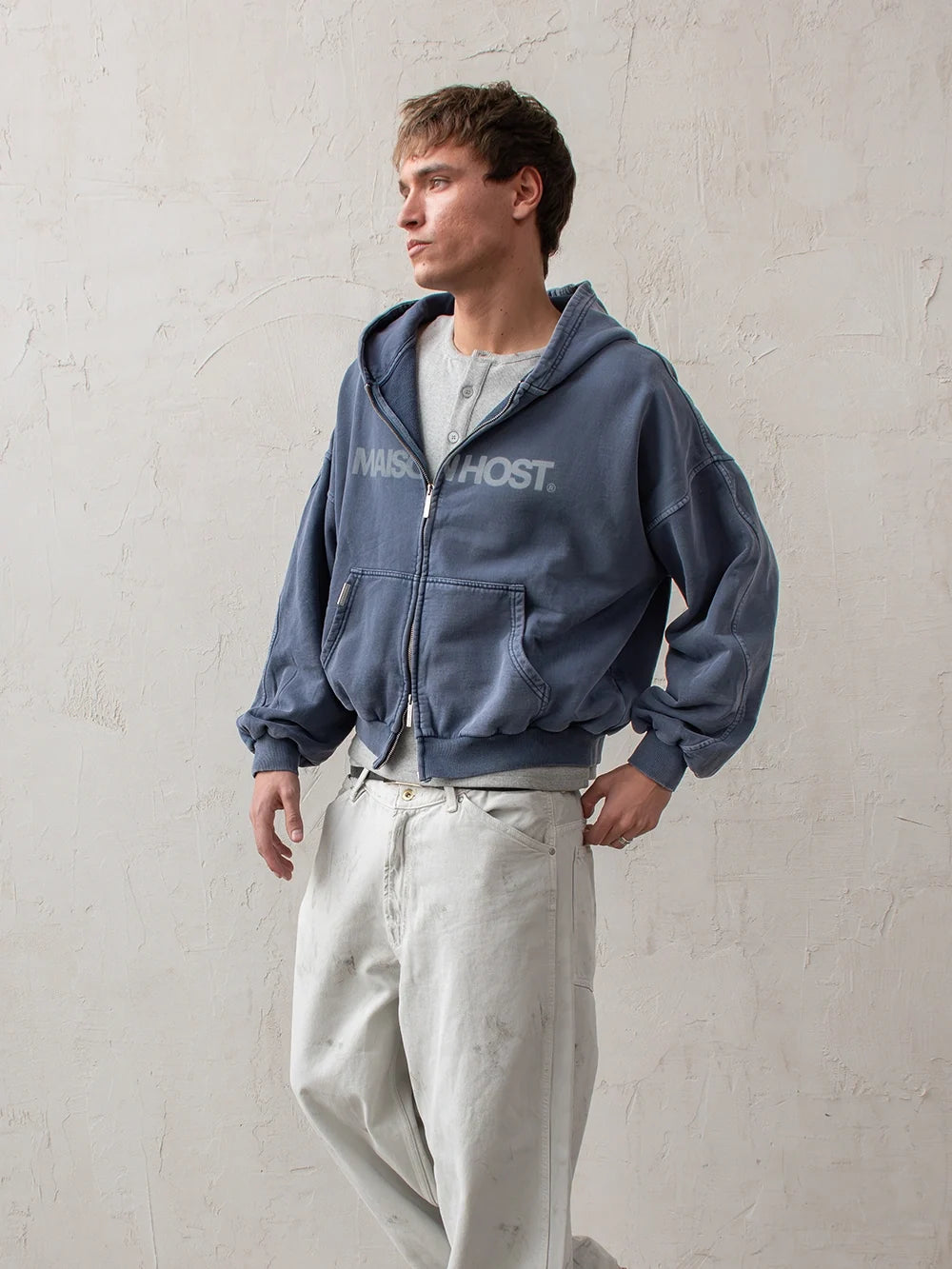 Poleron Maison Host Erode Wave Zipped Navy