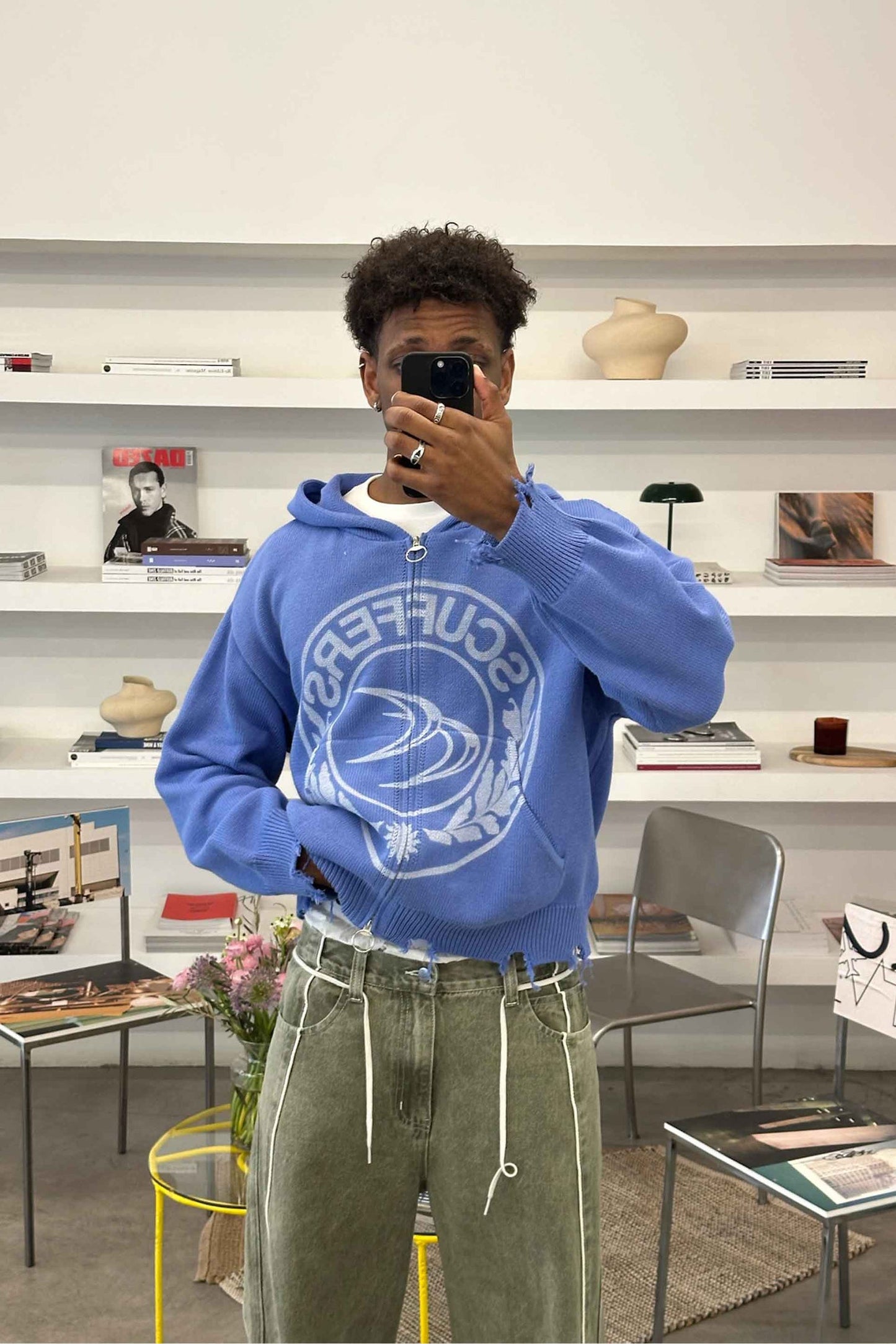 Sweater Scuffers CLG Blue Knit Zipper