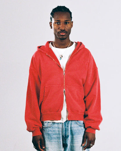 Poleron TwoJeys Icon Washed Zipper Red