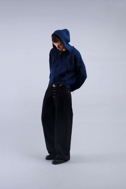 Sweater Scuffers Buzz Navy Knit Zipper