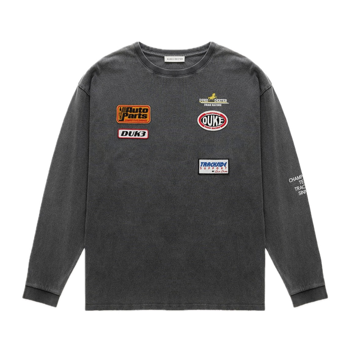 Polera Duke + Dexter DR4 Washed Black Track L/S Top