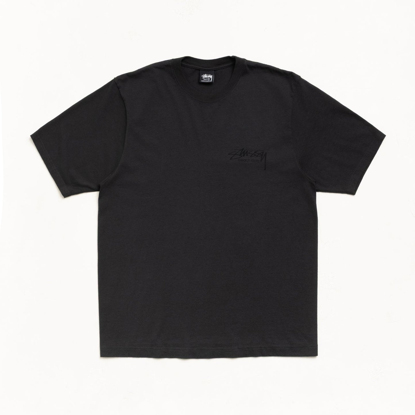 Polera Stussy Beach Roots Pigment Dyed Faded Black