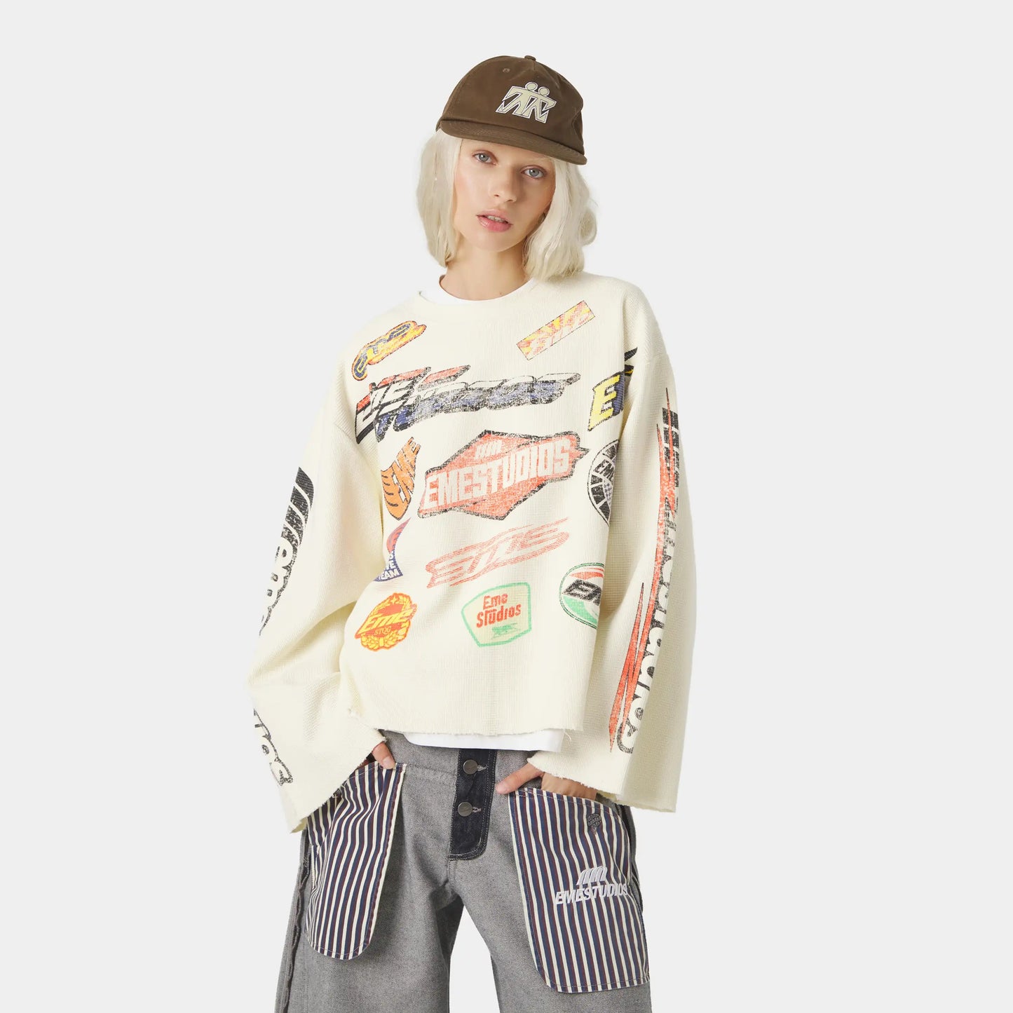 Poleron Eme Studios Waffle Off Sand Crewneck