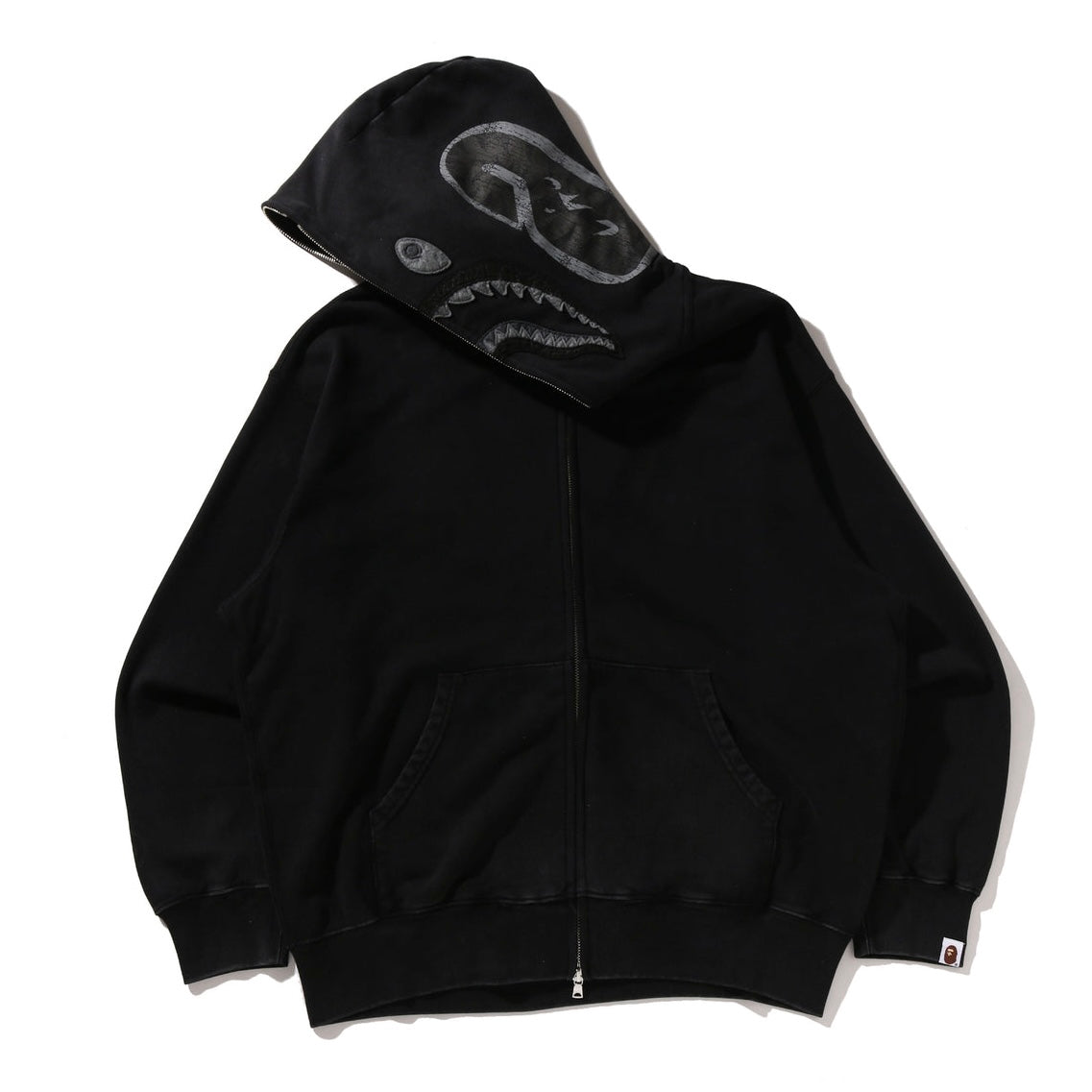 Poleron BAPE Garment Dye Shark Full Zip Relaxed Black