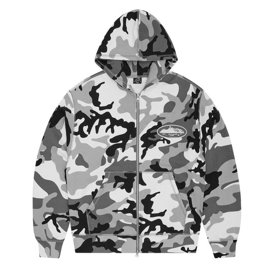 Poleron Corteiz Island Puff Print Zip Hoodie Arctic Camo