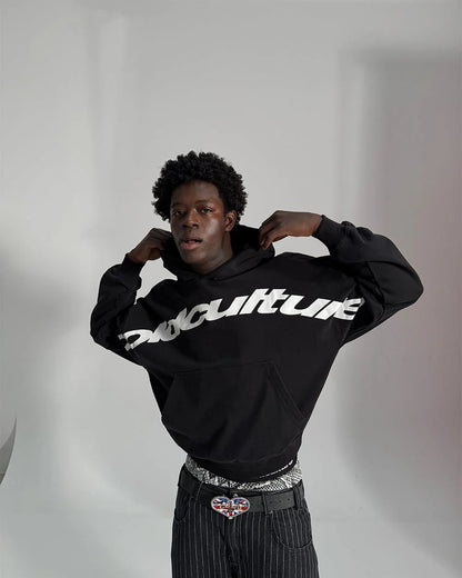 Poleron Cold Culture Curved Front Hoodie Black