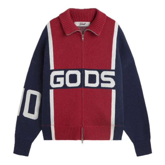 Sweater Fake Gods Alpine Rally Knitted Zipper Red/Navy
