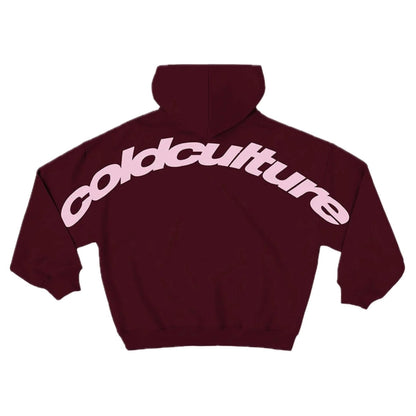Poleron Cold Culture Curved Hoodie Wine Red