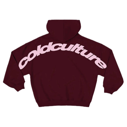Poleron Cold Culture Curved Hoodie Wine Red