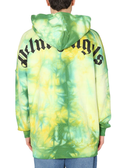 Poleron Palm Angels Green Tie-Dye Logo