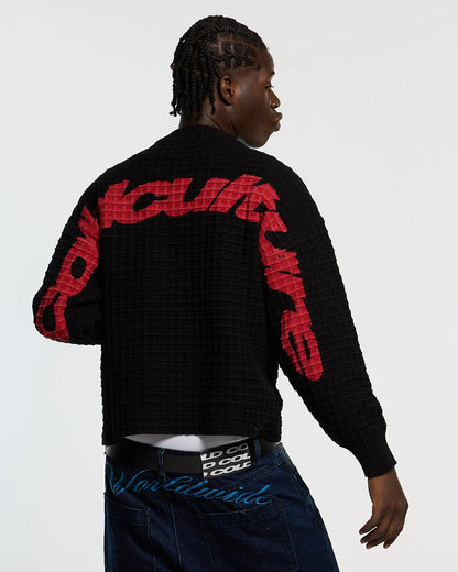 Sweater Cold Culture Crunchy Waffle Knit Black