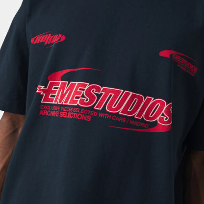 Polera Eme Studios Tracer Navy Oversized Tee