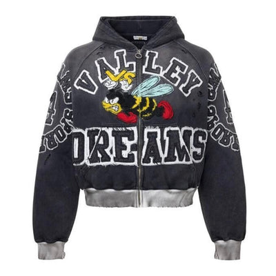 Poleron Vale Forever Valley Dreams Anthem Zip Up Black
