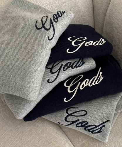 Sweater Fake Gods Handwritten Knitted Light Grey