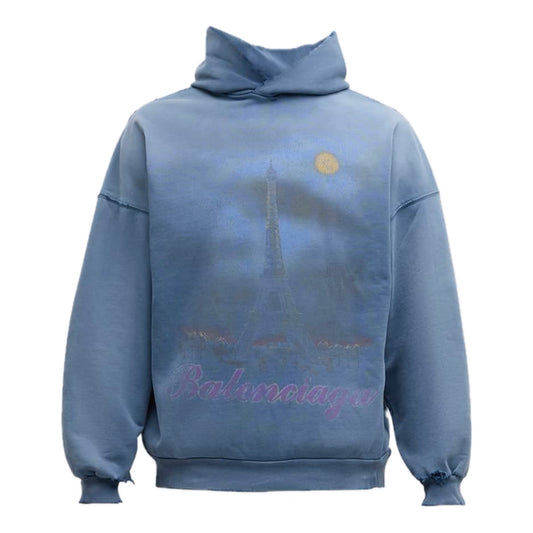 Poleron Balenciaga Paris Moon Faded Blue Hoodie