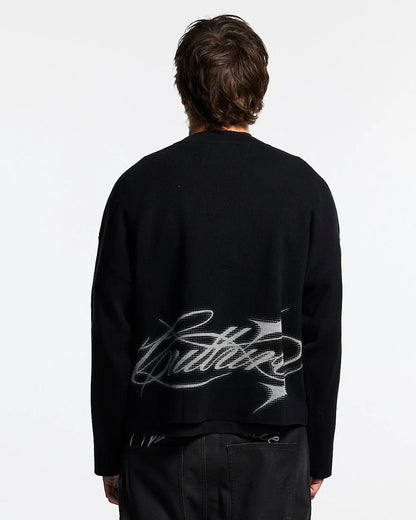 Sweater Cold Culture Sparkly Script Knit Black