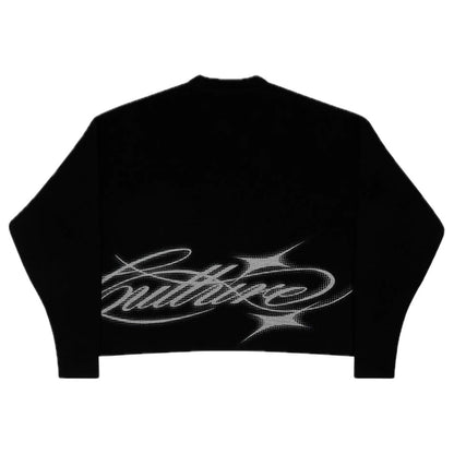 Sweater Cold Culture Sparkly Script Knit Black