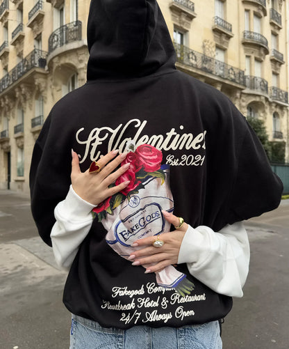 Poleron Fake Gods Rose Bouquet Hoodie Black