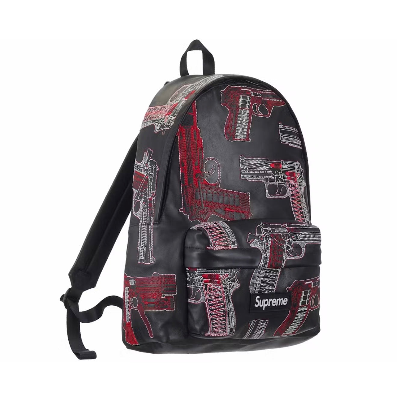 Mochila Supreme Guns Embroidered Leather Black