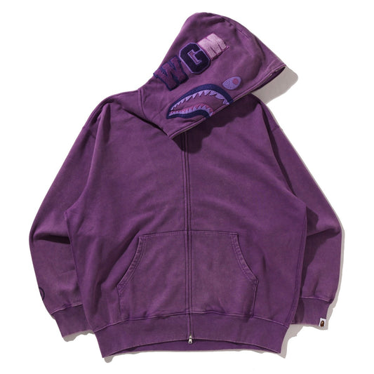 Poleron BAPE Garment Dye Shark Full Zip Relaxed Purple