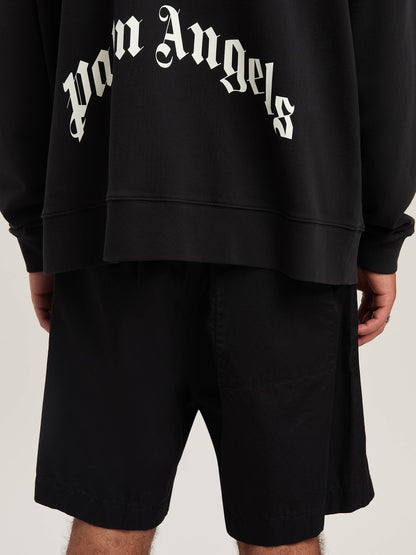 Poleron Palm Angels Curved Logo Zip Hoodie Black