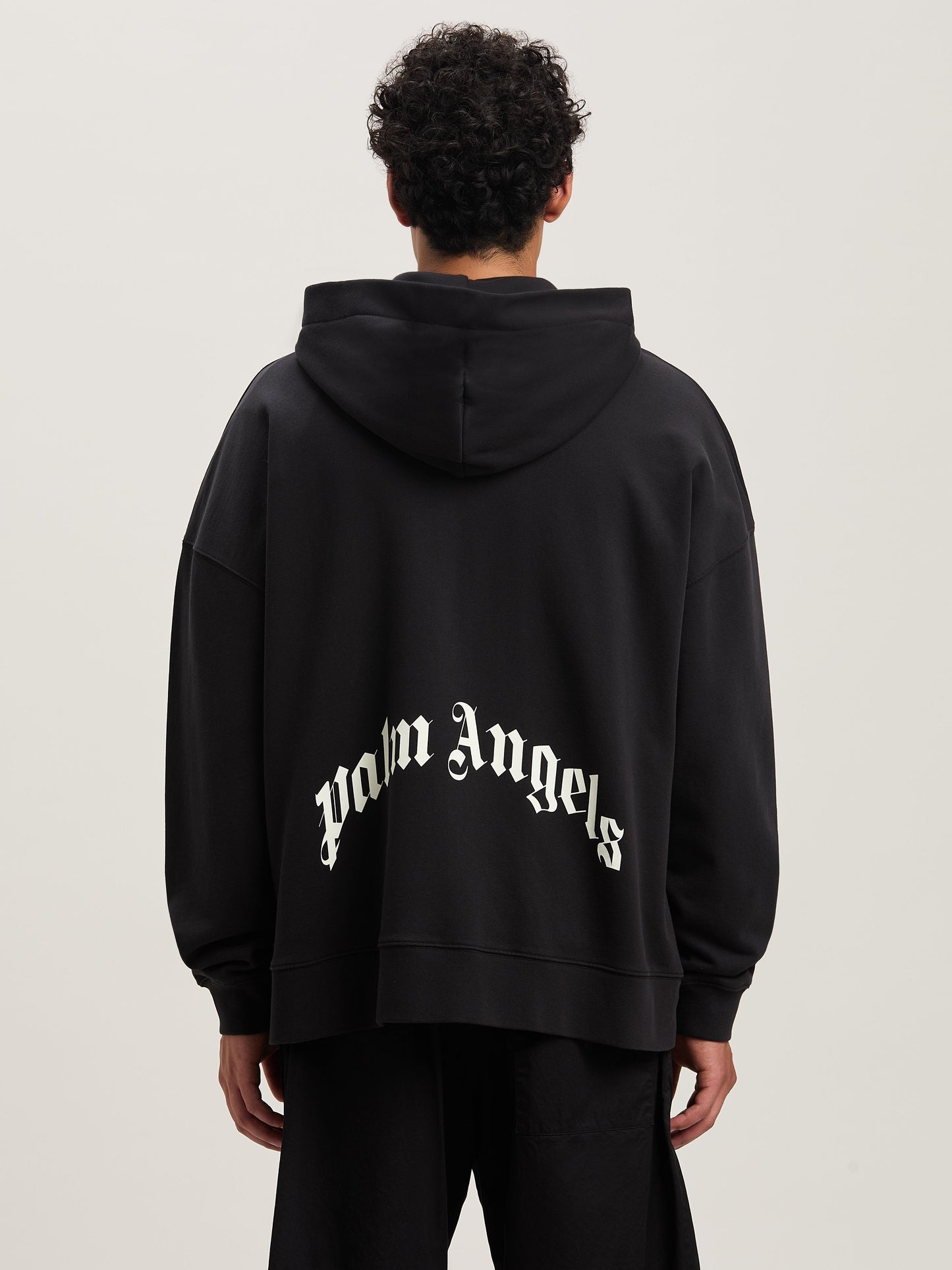 Poleron Palm Angels Curved Logo Zip Hoodie Black