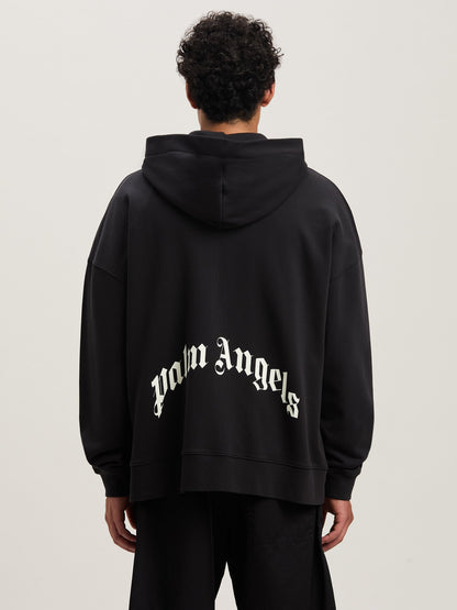 Poleron Palm Angels Curved Logo Zip Hoodie Black