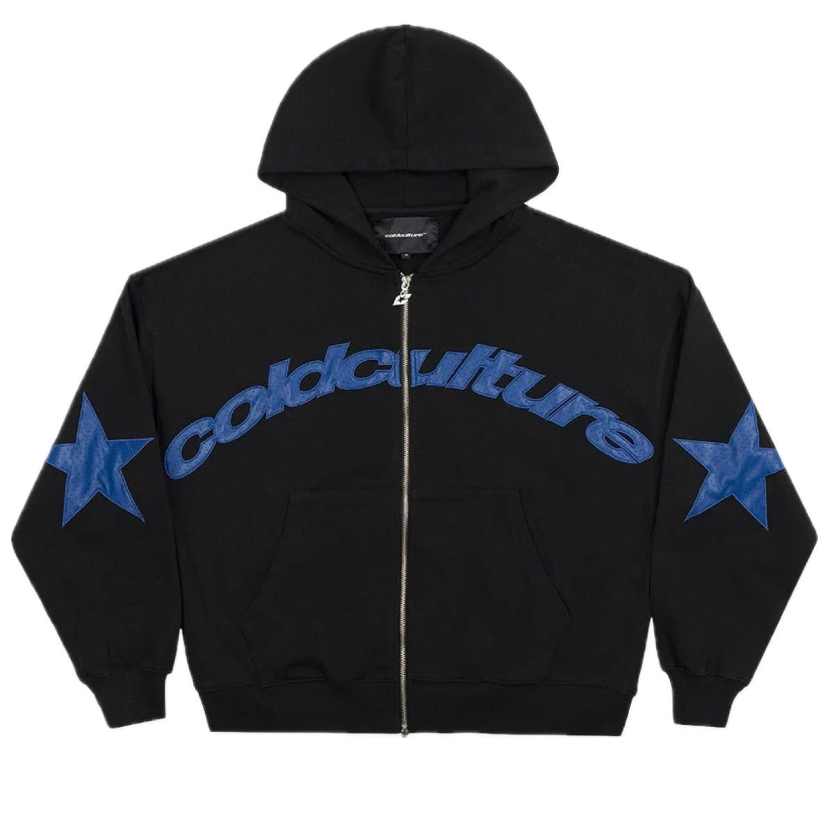 Poleron Cold Culture Star Curved Zip Black