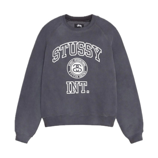 Poleron Stussy Overlock Varsity Raglan Crew Washed Black
