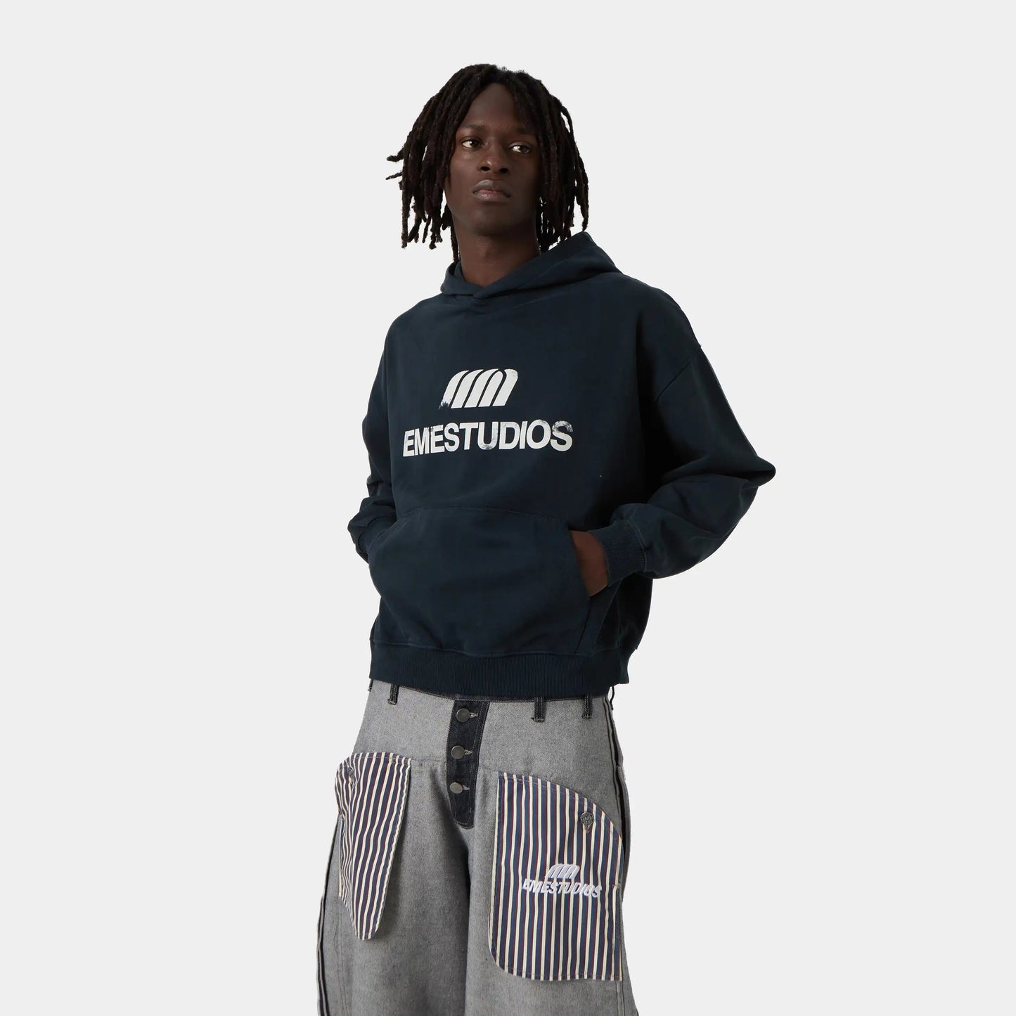 Poleron Eme Studios Brook Navy Oversized Hoodie