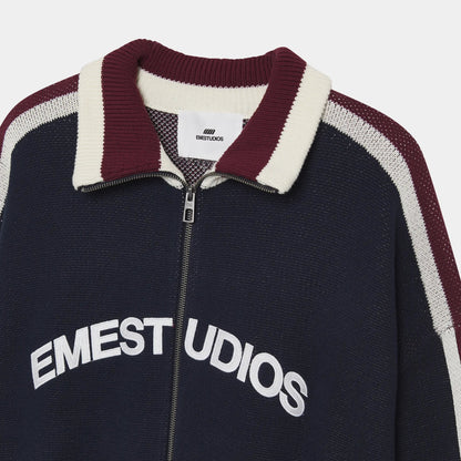 Sweater Eme Studios Echellor Navy Zipper Knit