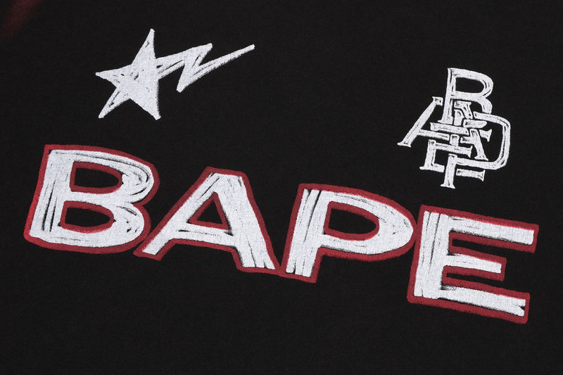 Polera BAPE Heavy Wash Hand Draw Football Relaxed Black