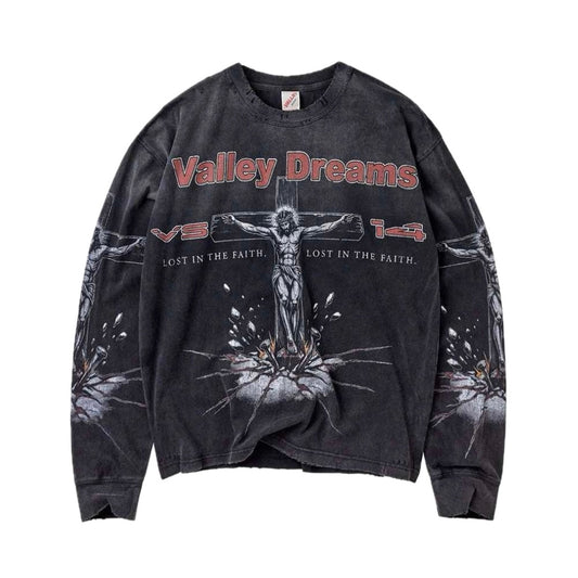 Polera Vale Forever Valley Dreams Concrete Cross L/S Black
