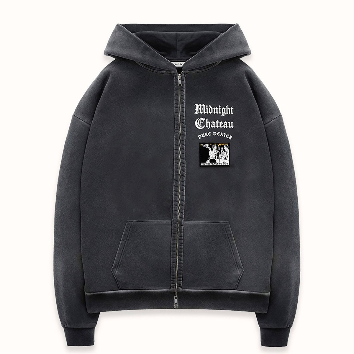 Poleron Duke + Dexter MC Washed Black Zip Hoodie
