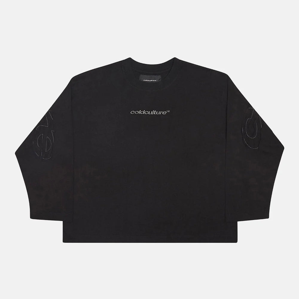 Polera Cold Culture Distress Curved LS Black